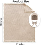 LifeTree Knit Baby Blanket & Hat, 100% Cotton Soft Swaddle & Receiving Blanket for Toddler, Lightweight & Breathable Newborn Blanket Unisex for Crib, Stroller, 31X40 Inches, Shower Registry Gift,Khaki - Image 4