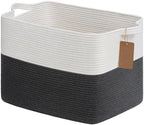 Goodpick 50L Large Woven Rope Storage Basket, Rectangle, Dark Gray by Goodpick