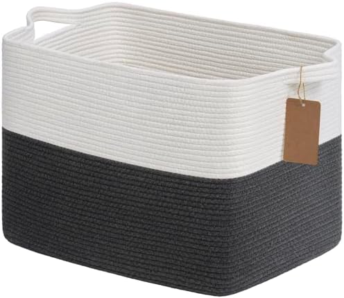 Goodpick 50L Large Woven Rope Storage Basket, Rectangle, Dark Gray by Goodpick
