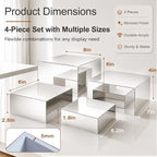 4Pcs Acrylic Risers Display Stands, Food Risers for Buffet Table, Silver - Image 3