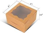 KPOSIYA 120pcs Small Cookie Boxes with Window, 4x4x2.5 Brown Bakery Box - Image 4