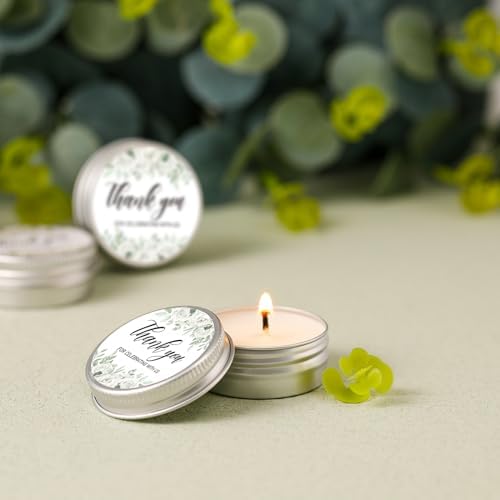 MTLEE 50 Pcs Wedding Candles Gift Favors for Guests 1 Oz, Green Leaves - Image 2