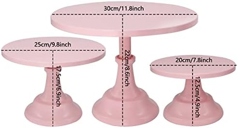Set of 3 Pieces Cake Stands Iron Cake Holder Dessert Display Plate Serving Tray for Baby Shower Wedding Birthday Party (Pink) - Image 2