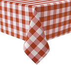 Hiasan 60 x 84 Inch Checkered Tablecloth Rectangle, Rust and White by Hiasan