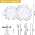 300 Pieces Silver Disposable Dinnerware Set for 50 Guests - Image 5