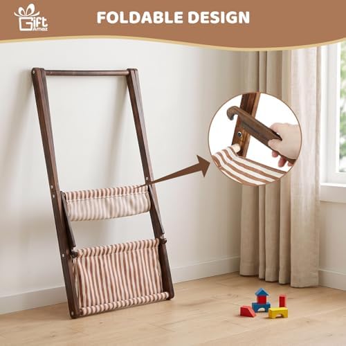GiftAmaz Wooden Baby Shower Crate Closet, Brown Double-Layered Baby Basket - Image 3
