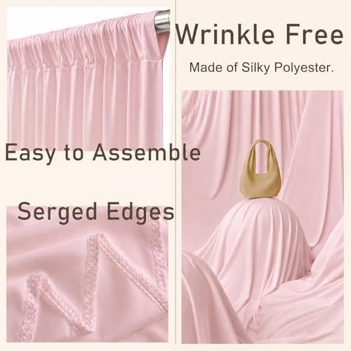 Dusty Pink Backdrop Curtains for Parties, 10 x 12 FT Wrinkle-Free Fabric Photo Backdrop, 2 Panels 5 x 12 FT Long Drapes for Wedding, Baby Shower, Birthday and Photo Booth Decor - Image 2