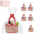 ‌Large Woven Gift Basket with Handles - Empty Bamboo Basket for Gifts (Adults/Wine/Christmas) (RED, 6PC SMALL) by Unknown