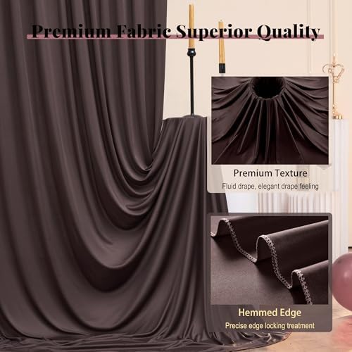50ft x 12ft Brown Backdrop Curtains for Parties, Wrinkle Free 10 Panels Photo Backdrop Drapes Back Drop Cloth for Wedding Birthday Photography Background Decor - Image 3