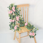TOCHGREEN 4 Pack Artificial Eucalyptus Flower Garland with Pink Roses - Image 6