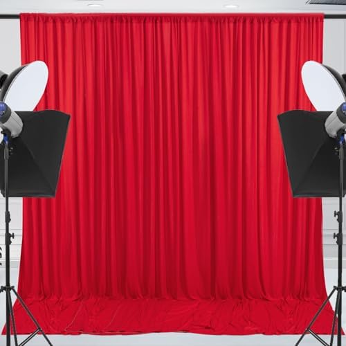 10x10ft Wrinkle Free Red Backdrop Curtain for Parties Soft Fabric Drapes Wedding Red Curtain Backdrop for Birthday Party Decorations Background for Photography 5x10ft, 2 Panels - Image 6