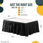 Exquisite Black Table Skirt 12 Pack - Disposable Plastic Table Skirts for Rectangle Tables 6ft 8ft & Round Tables - 29in x 14ft Self-Adhesive Strip - Birthday Wedding Gender Reveal Decor - Image 4