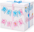 VercanMonth 28 Inches Giant Gender Reveal Gift Box with Lid Kit Extra Large White Gift Box with Boy or Girl Party Banner and Blue Pink Ribbons for Gender Reveal Birthday Party Baby Shower Decor by VercanMonth
