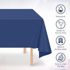 32 Pack Navy Blue Plastic Tablecloth for Rectangle Tables, Premium Decorative Navy Blue Disposable Table Cloths for Parties, Rectangle Party Table Cover for Birthday Wedding Banquet Event, 54x108 Inch - Image 3