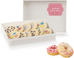 Pack of 10 Bakery Boxes with Window (7.87" x 5.9" x 1.37") - Ideal for Cookie with Window, Pastry and Small Charcuterie, White Leather by BoxesCraftory