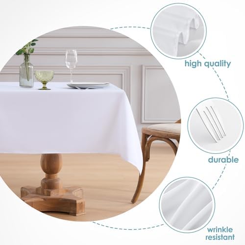 VidaFete Classic Series 10 Pack 52 * 52inch White Square Tablecloth - Image 3