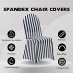 YOUR CHAIR COVERS - 50 Pack Stretch Spandex Chair Cover Striped - Black and White, Wedding Slip, Premium Quality - Image 2