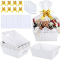 Fuyoooo 8 Pack White Basket for Gifts Empty to Fill, 10" x 8" Thick Sturdy Kraft Scalloped Edge Gift Basket with Handle, 8 Wrap Bag 8 Bow 16 Tissue Paper for Christmas Wedding Birthday Wrapping Gift by Liraitoya