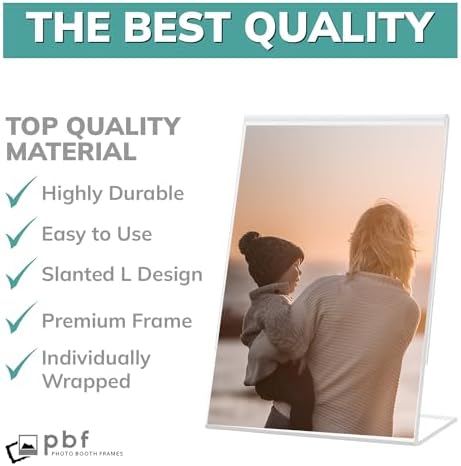 PBF 5x7 Acrylic Sign Holder | Vertical Stand Up Slanted Display | Clear Picture Frame, Menu Table Top Stand, Plastic Flyer Holder (96-Pack) - Image 4
