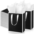 Yeaqee 50 Pcs Metallic Paepr Gift Bags Bulk with Handles,Black White by Yeaqee