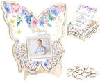 peacoblue Baby Shower Guest Book Alternative Set – 73 Pcs Wooden Butterfly Memory Kit with Display Frame, Keepsake Box, and Signature Pieces Decorations for Girl or Boy Parties by PEACOBLUE