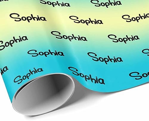Personalized Logo Wrapping Paper, Gradient Blue And Yellow Gift Wrap Paper Custom Funny Name Wrapping Paper Roll for Boys Girls Baby Shower Anniversary Birthday Christmas Gift 58x23 5 Rolls - Image 3