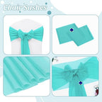 MDS Pack of 125 Chiffon Chair Sashes for Wedding & Event Décor - Teal - Image 5
