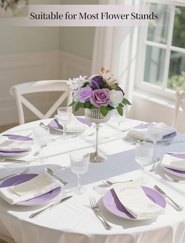 BLOSMON Fake Flowers Ball Centerpiece for Wedding Table, 2 Pcs, Lilac White - Image 4