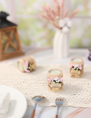 50 Piece Set Wooden Tealight Candle Holder, Baby Shower Party Favors, Party Favors for Guests, Return Gift for Guests,Girl Baby Gender Reveal.(Pink) - Image 7