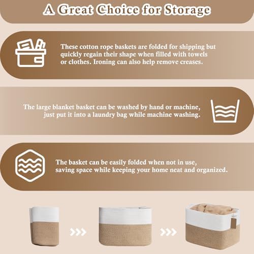 Goodpick 50L Large Woven Rope Storage Basket for Organizing, Jute - Image 7