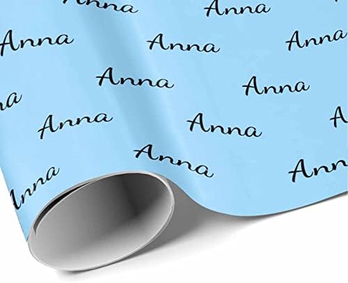 MyPupSocks Personalized Text Wrapping Paper, Name Sky Blue Custom Gift Wrapping Paper with Logo Name for Teens Women Men Mom Dad Birthday Wedding Anniversary 58x23 3 Rolls - Image 3