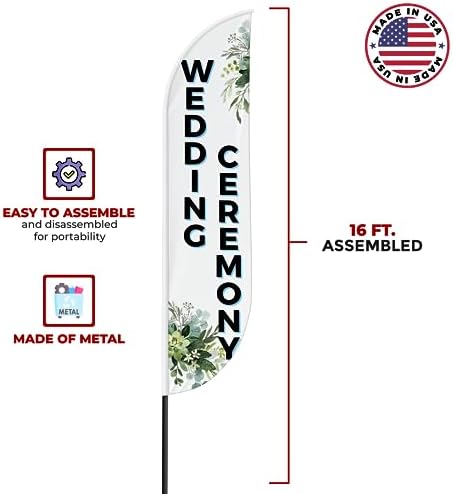 Wedding Ceremony Sign feather flag Pole Kit for Outdoor by Mavis Printing|15 FEET Long Polyester Outdoor Banner Flag Easy Hang|HD Print Swooper Flag Pole Mount to Celebrate Wedding Ceremony - Image 5