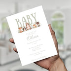 Woodland Baby Shower Invitation Printed, Teddy Bear Baby Shower Invite Gender Neutral, Forest Animal Baby Shower Invitations, Custom Printed Baby Shower Invite - Image 3