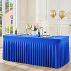 Suppromo 6ft Royal Blue Spandex Table Cloths for Rectangle Tables Wrinkle Free Rectangle Tablecloths, Stretch Fitted Table Cover with Skirt for Birthday Party Wedding Banquet Baby Shower Buffet Event - Image 2