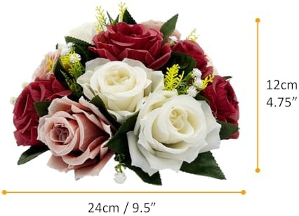 10Pcs Rose Balls for Centerpieces (Burgundy & Dusty Rose & White) - Image 2