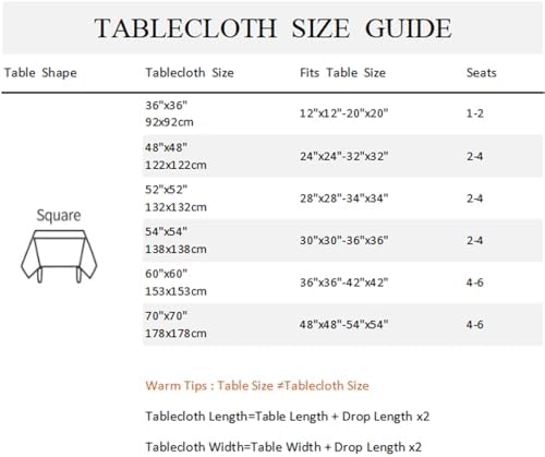 70x70inches Light Blue Square Tablecloth Gradient Dusty Blue Table Cover Waterproof and Spill Proof Fabric Table Cloth for Kitchen Dining Room Outdoor Birthday Wedding Themed Party Decor - Image 7