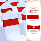 VitalCozy 50 Pcs Stretch Chair Sashes with Crown, Red - Image 2