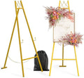 57" Gold Easel Stand for Sign, Heavy Duty Metal Easel Display Stand with Adjustable Chain and Storage Bag, 4-Tier Height Adjustable Art Easel for Wedding Signs, Birthday Party by Snughome
