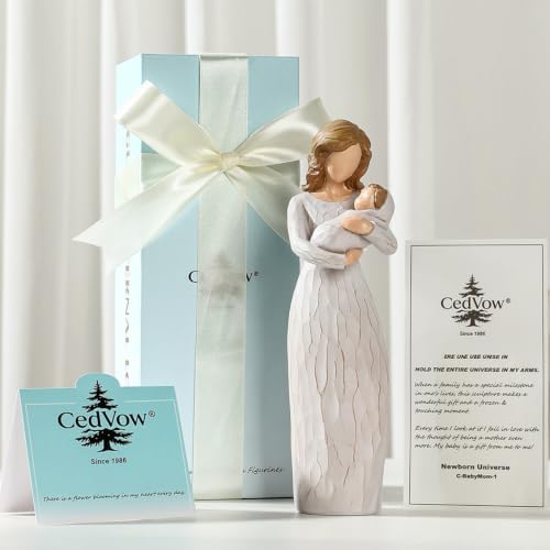 Newborn Universe Mother and Baby Figurine-Resin New Mom Statue Gifts Figure Angel Figurines Statue- Solid Baby Shower Statues Gift Figures Figure for Keepsake, Luxury Gift Box Ribbon Card-7.8'' by Unknown