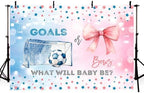 MEHOFOND 8x6ft Goals or Bows Gender Reveal Backdrop Boy or Girl What Will Baby Be Decorations Banner Pink and Blue Soccer Gender Reveal Baby Shower Photography Background Cake Table Supplies - Image 3