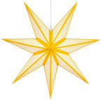 GalaxyArts 7-Point Paper Star Lantern - Striped Cutout Hanging Light Decoration - Foldable Hollow Out Star Lamp Shade for Home, Party, Christmas, Wedding Décor - Indoor/Outdoor Hanging Star(Yellow) by GALAXYARTS