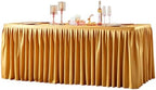Gold Polyester Table Clothes for 6 Foot Rectangle Tables, Wrinkle Free Fitted Tablecloths 4ft Stretch Table Cover with Skirt for Parties Weddings Birthday Banquet Baby Shower by PartyTalk