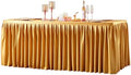 Gold Polyester Table Clothes for 8 Foot Rectangle Tables, Wrinkle Free Fitted Tablecloths 4ft Stretch Table Cover with Skirt for Parties Weddings Birthday Banquet Baby Shower by PartyTalk