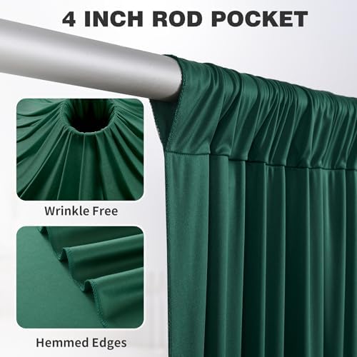 20ftx12ft Hunter Green Backdrop Curtains for Parties, Wrinkle Free Polyester Hunter Green Photo Backdrop Drapes 4 Panels 12 ft Long Back Drop Cloth for Wedding Birthday Photography Background Party - Image 2