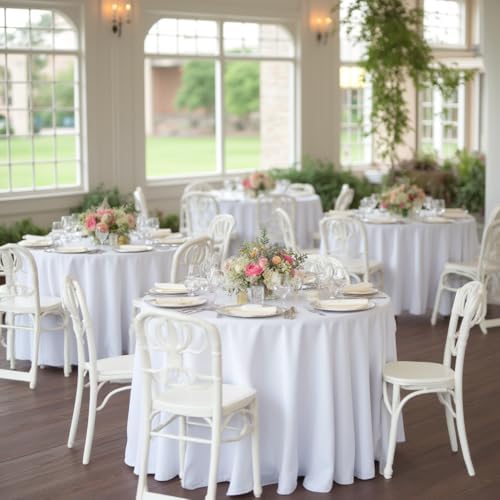 sancua White Round Tablecloth 108 Inch Fit 42-96 Inch Tables, 8 Pack - Image 2