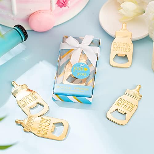 24 Baby Bottle Opener Baby Shower Favorites, Gifts, Decorations, or Souvenir Guest Gift Boxes, Poppin Designed for Boys (24 Pack Blue) - Image 4