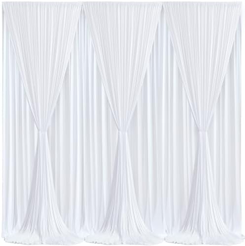 White Backdrop Curtains 6 Panels, 10 Feet Wrinkle-Free Polyester Photography Backdrop Drapes for Wedding Baby Shower Party Background Backdrop Stand- 24 X10FT (White) - Image 2