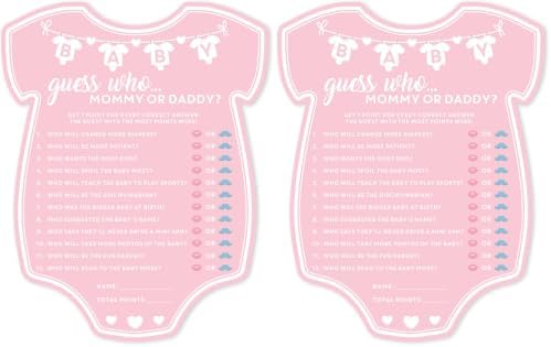 Party Hearty Baby Shower Games, Guess Who Mommy or Daddy - Pink Onesie (Pack of 2) by PartyHearty