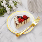 Goodluck 120Pcs 7" Round Gold Dessert Plastic Plates Set - Image 6