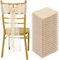VitalCozy 50 Pack Beige lace Vintage Chair Sashes with Bows Wedding Decor by VitalCozy
